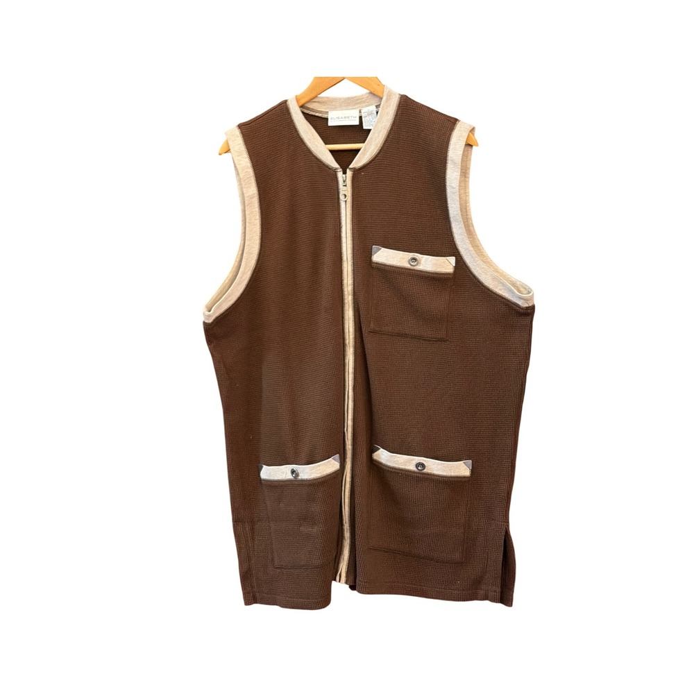 Vintage Elisabeth Liz Claiborne Waffle Vest Earthcore Gorpcore Utility Granola